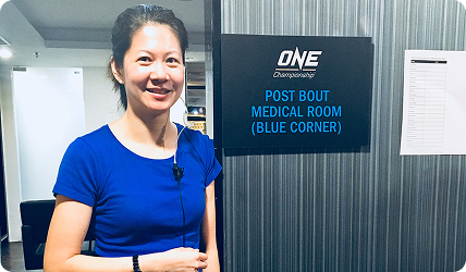 Dr Annabelle at the ONE Championship post bout medical room
